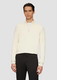s.Oliver BLACK LABEL Strickpullover mit Troyer-Kragen