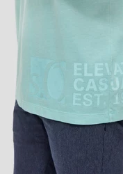 s.Oliver Kurzarmshirt T-Shirt mit Label-Print Grün/Hellblau