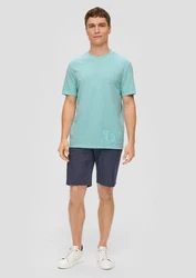 s.Oliver Kurzarmshirt T-Shirt mit Label-Print Grün/Hellblau