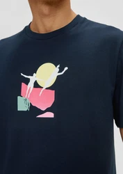 s.Oliver T-Shirt Kurzarmshirt Dunkelblau/Weiß/Schwarz