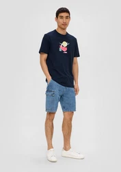 s.Oliver T-Shirt Kurzarmshirt Dunkelblau/Weiß/Schwarz