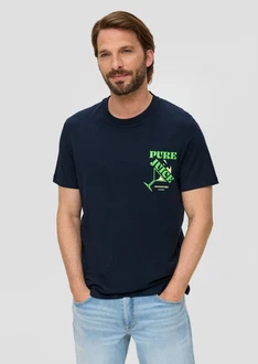 s.Oliver Kurzarmshirt Frontprint Artwork Grün/Dunkelblau/Lila/Blau