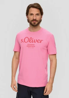 s.Oliver Kurzarmshirt T-Shirt Label-Print Artwork