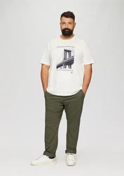 s.Oliver Kurzarmshirt T-Shirt mit Print Artwork Weiß/Creme/Beige/Khaki