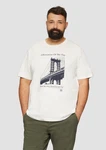 s.Oliver Kurzarmshirt T-Shirt mit Print Artwork Weiß/Creme/Beige/Khaki