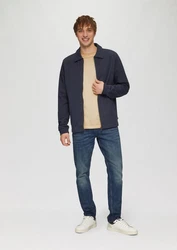 QS Kurzarmshirt Rundhalsausschnitt Garment Dye Braun/Beige/Khaki/Gelb