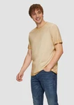 QS Kurzarmshirt Rundhalsausschnitt Garment Dye Braun/Beige/Khaki/Gelb