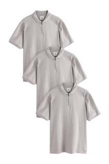 Next Poloshirt Strukturiertes Polo-Shirt Grau/Hellgrau/Lila/Braun