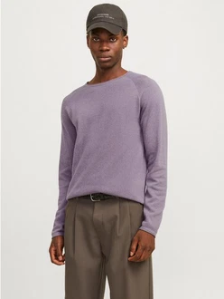 Jack & Jones Rundhalspullover JJEHILL KNIT CREW NECK NOOS lila Jack & Jones Rundhalspullover JJEHILL KNIT CREW NECK NOOS lila