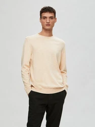 SELECTED HOMME Rundhalspullover Berg Orange/Beige/Khaki