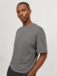 JACK & JONES T-Shirt JJEBradley Dunkelgrau/Hellgrau/Grau