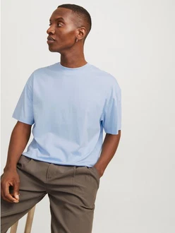 JACK & JONES T-Shirt JJEBradley Hellblau/Blau/Grau