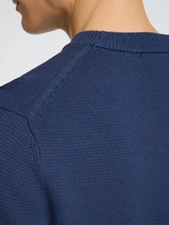 SELECTED HOMME Rundhalspullover SLHDane Dunkelblau/Blau/Hellblau