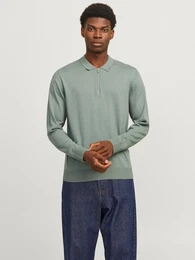 Polokragenpullover JJEEMIL KNIT POLO HALF ZIP LS NOOS mit Polo Kragen
