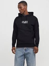 Jack & Jones Hoodie JJECORP GRAPHIC SWEAT HOOD Schwarz/Dunkelblau
