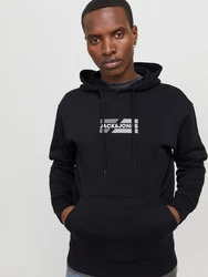 Jack & Jones Hoodie JJECORP GRAPHIC SWEAT HOOD Schwarz/Dunkelblau