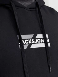 Jack & Jones Hoodie JJECORP GRAPHIC SWEAT HOOD Schwarz/Dunkelblau