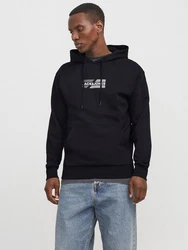 Jack & Jones Hoodie JJECORP GRAPHIC SWEAT HOOD Schwarz/Dunkelblau