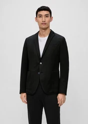 s.Oliver BLACK LABEL Sakko JOGG aus Stretch-Jersey Schwarz/Dunkelgrau
