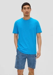 Kurzarmshirt T-Shirt mit Crew Neck Blende