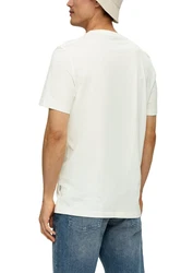 s.Oliver Kurzarmshirt T-Shirt mit Sinalco-Print Artwork Weiß/Creme/Grün