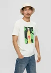 s.Oliver Kurzarmshirt T-Shirt mit Sinalco-Print Artwork Weiß/Creme/Grün