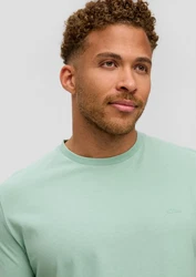 s.Oliver Kurzarmshirt T-Shirt mit kleinem Logo-Print Grün/Hellgrün/Türkis