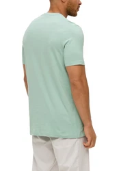 s.Oliver Kurzarmshirt T-Shirt mit kleinem Logo-Print Grün/Hellgrün/Türkis