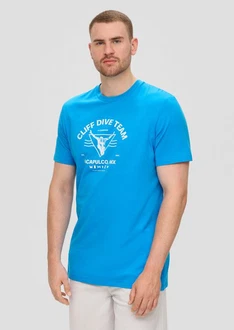s.Oliver Kurzarmshirt Crew-Neck-Shirt Frontprint Hellblau/Türkis/Blau s.Oliver Kurzarmshirt Crew-Neck-Shirt Frontprint Hellblau/Türkis/Blau