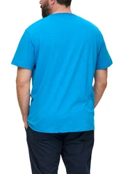 s.Oliver Kurzarmshirt T-Shirt mit Logo-Print Türkis/Hellblau/Blau