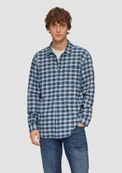 QS Langarmhemd Regular Fit Blau/Hellblau/Türkis