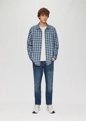 QS Langarmhemd Regular Fit Blau/Hellblau/Türkis