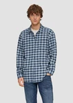 QS Langarmhemd Regular Fit Blau/Hellblau/Türkis