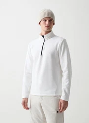 Colmar Strickfleece-Pullover Ski-Fleeceshirt mit Stretch Weiß/Schwarz/Dunkelblau