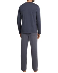 Schiesser Pyjama selected! premium inspiration Set (2 tlg) Dunkelblau/Dunkelgrau/Grau