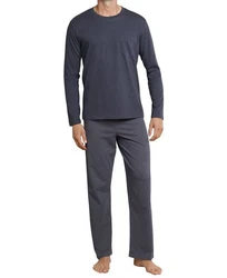 Schiesser Pyjama selected! premium inspiration Set (2 tlg) Dunkelblau/Dunkelgrau/Grau
