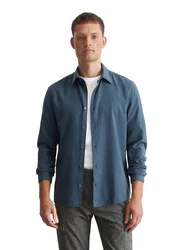 Marc O'Polo Langarmhemd (Bio-Baumwolle) Blau/Hellblau/Grau