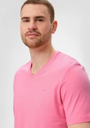 s.Oliver Kurzarmshirt mit V-Ausschnitt Logo-Detail Rosa