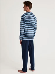 CALIDA Pyjama Nightwear Season Special Herren Hellblau/Blau/Grau