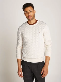 TOMMY HILFIGER Pullover 'Classic' Weiß/Creme/Beige/Braun