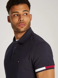 Tommy Hilfiger Poloshirt FLAG CUFF SLIM POLO blau (desert sky)