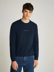 Tommy Jeans Strickpullover TJM LINEAR SMALL CHEST SWEATER Dunkelblau/Blau/Hellblau