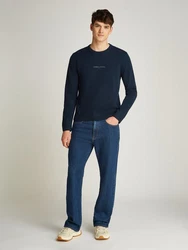Tommy Jeans Strickpullover TJM LINEAR SMALL CHEST SWEATER Dunkelblau/Blau/Hellblau