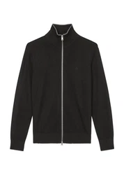 Marc O'Polo DENIM Strickjacke Zipper Regular Fit Schwarz/Rot/Dunkelgrau