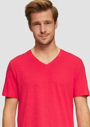 s.Oliver T-Shirt mit V-Ausschnitt Rosa/Rot