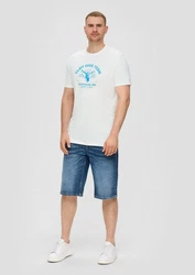 s.Oliver Kurzarmshirt Crew-Neck-Shirt Frontprint Blau/Hellblau/Türkis