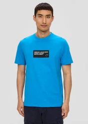 s.Oliver Kurzarmshirt T-Shirt Artwork Hellblau/Türkis/Blau