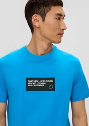 s.Oliver Kurzarmshirt T-Shirt Artwork Hellblau/Türkis/Blau