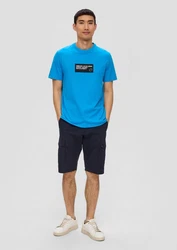 s.Oliver Kurzarmshirt T-Shirt Artwork Hellblau/Türkis/Blau