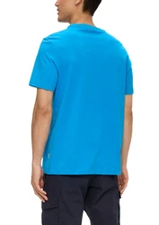 s.Oliver Kurzarmshirt T-Shirt Artwork Hellblau/Türkis/Blau